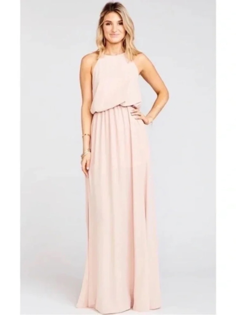 Show Me Your MuMu Heather Halter Dress in Dusty Blush Bridesmaid Size Large